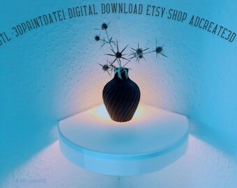 Corner Shelf 3D Print STL, Floating Corner Shelf LED Light, Wall Mount Nightstand STL File for 3D Printer, Modern Home Decor ADcreate3D