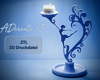 Ballerina Tealight Candle Holder STL File, 3D Printed Shadow Lamp, Romantic Table Decor, Gift for Dancer, DIY 3D Print Home Decor