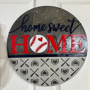 Deurhanger Baseball Home Sweet Home: houten sportdecoratie