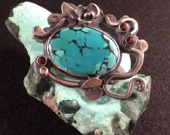 Turquoise & Garnet Pendant