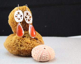 Carnelian and Silver Drop Earrings