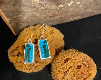 Chrysocolla and Sterling Silver Earrings