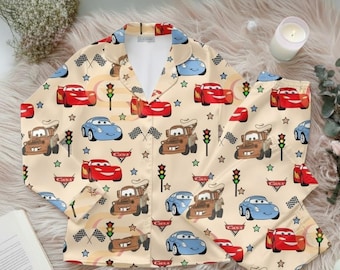Cars Pajama Set, Lightning McQueen Mater Sally Satin Sleepwear