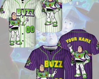 Camiseta de béisbol personalizada de Buzz Lightyear, camiseta personalizada de Toy Story