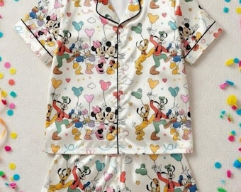Mickey & Friends ballonpyjama, schattige bijpassende familieset van Disney, magische parade-nachtkleding, pastelkleurige gezellige pyjama, cadeau voor haar