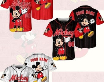 Personalized Mickey Mouse Baseball Jersey, Mickey Matching Jersey, Birthday Baseball Team, Gift For Disney Fan