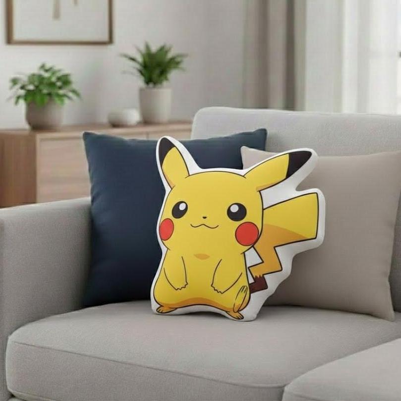 Discover Poke Style Printed Pillow, Cartoon Creature Cushion, Cozy Anime Inspired Home Decor, Gift for Game Fans