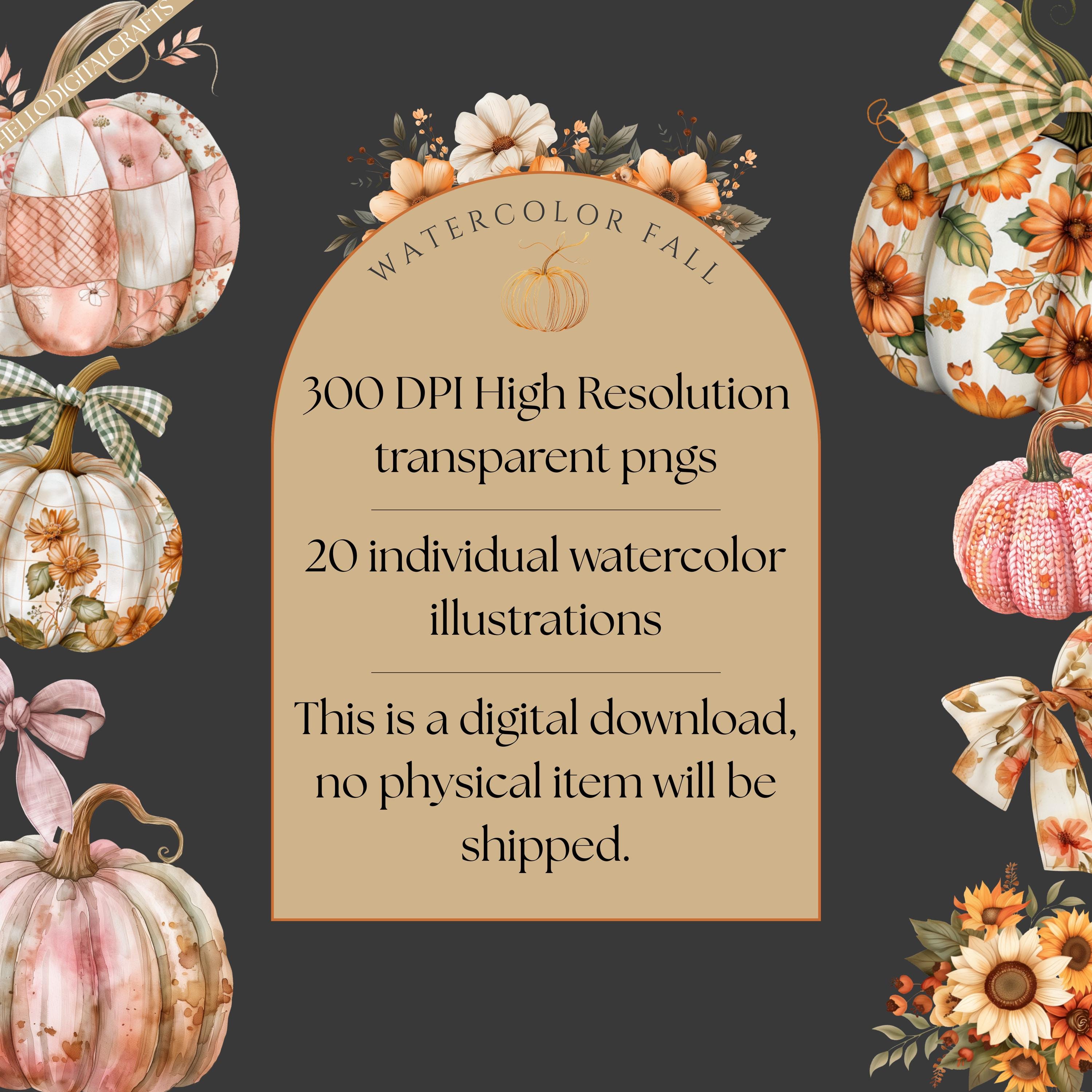 Watercolor Pumpkin Clipart Bundle – Cozy Autumn Collection, 20 PNG ...