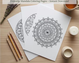 5 Mandala Coloring Pages | Printable Stress Relief Designs – Digital Download for Mindfulness & Creativity