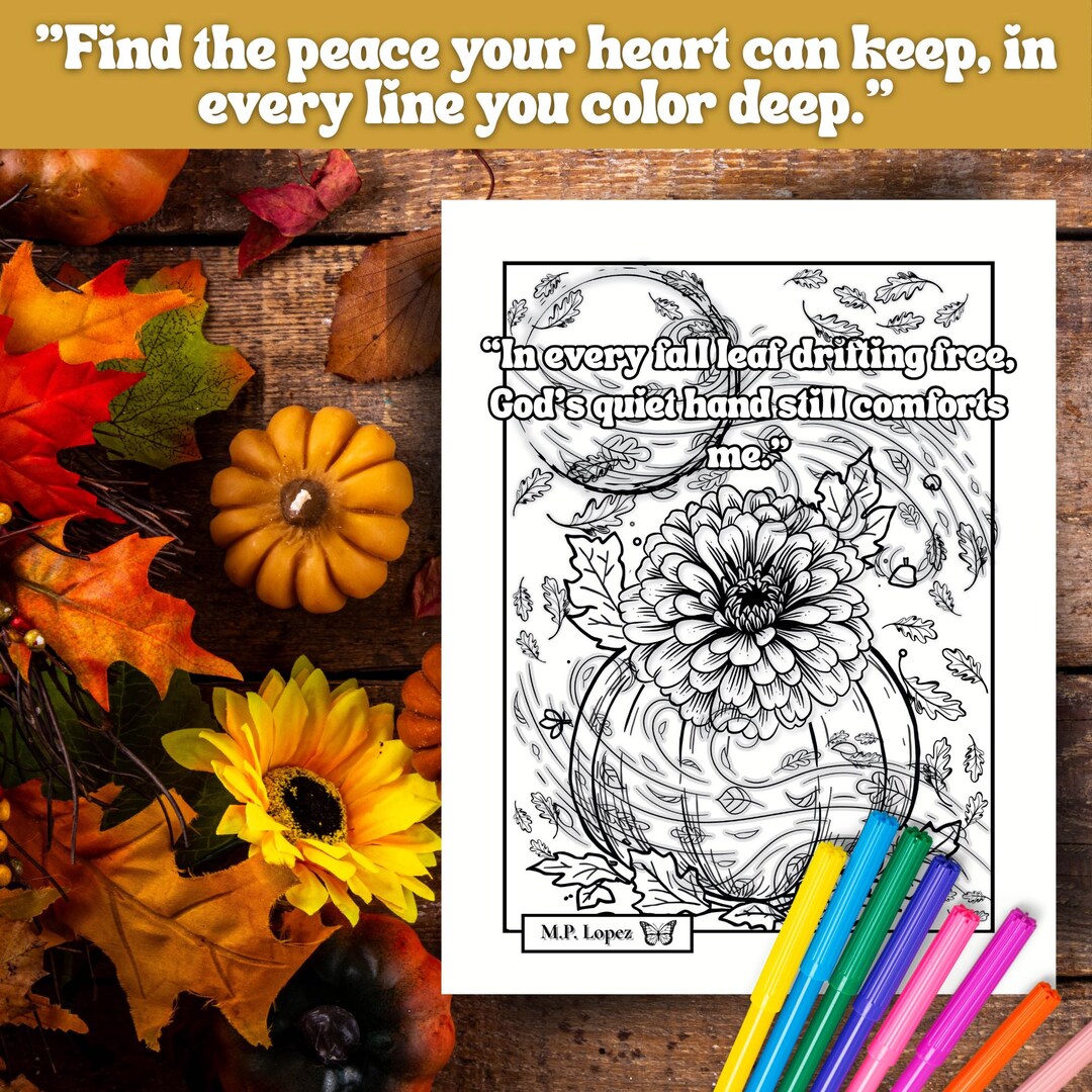 Comfort Coloring Pags Pumpkin Comfort Coloring Page | Fall Christian Printable Art (instant ...