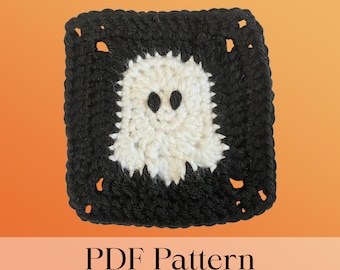 Uroczy, upiorny, halloweenowy kwadratowy wzór babci na szydełku do pobrania w formacie PDF