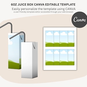 6oz Juice Box Wrapper Template | Editable Canva Party Favor Mockup