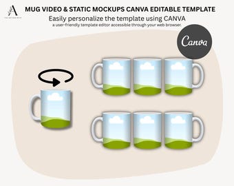 Canva Mug Mockup Bundle: 11oz 15oz Static & Rotating (Digital Download)