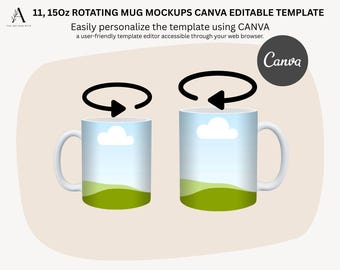 Canva Rotating Mug Mockup: 11oz 15oz Rotating (Digital Download)