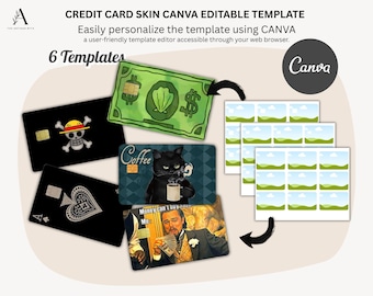 6 Credit Card Skin Templates: Canva Editable Bank Card Covers (SVG)