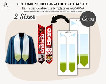 Graduation Stole Canva Template: 2 Sizes, Editable Design (PNG, SVG, PDF)