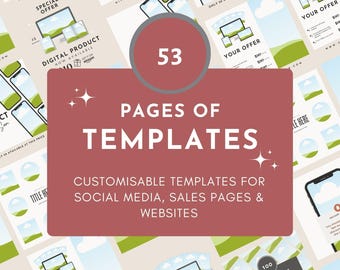53 Canva Templates: Editable Branding & Marketing (Digital Product)