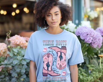These Boots Are Made For Teaching Shirt, Western Teacher Shirt, Cowgirl Teacher Tee, Retro Teacher Gift, Boho Educator Shirt