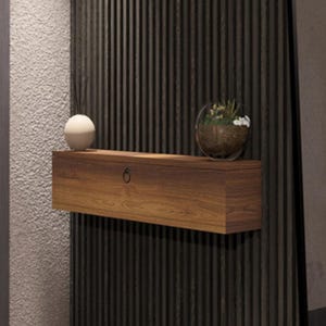 60cm Walnut-Top Console Table | Scandinavian Wall-Mounted Cabinet | Small Entryway Storage