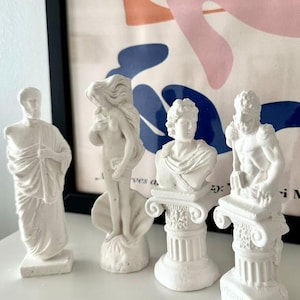 Greek Statue Set of 4 – Classic White Concrete Sculptures for Home & Office Decor