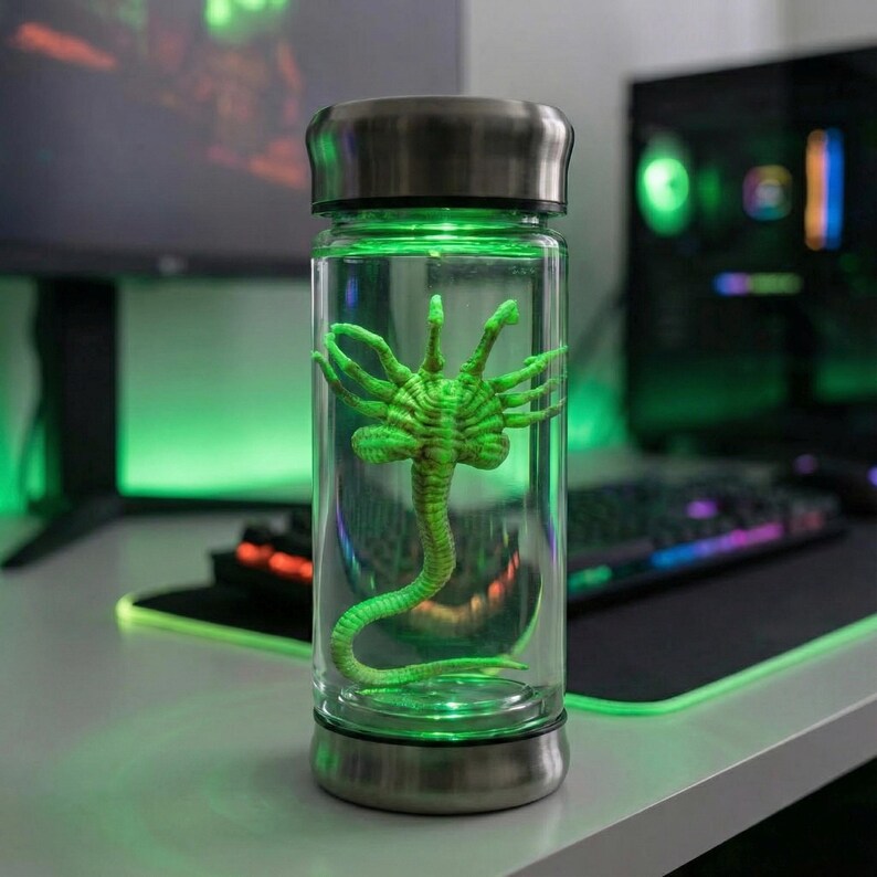 Alien Lamp, Glowing Resin, Green LED, Sci-fi Decor, Horror Collectible ...