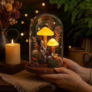 Enchanted Mushroom Glass Lamp: Fairycore Forest Night Light