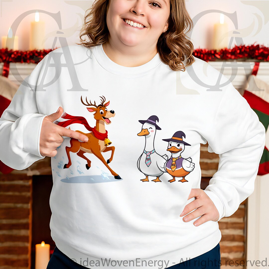 Sweatshirt De Noël Drôle Pour Femme – Motifs Renne Et Bonhomme De Neige, Manches Longues, Coupe Ample, Parfait Pour Les Fêtes