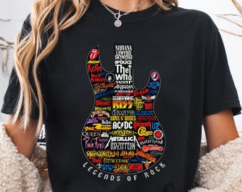 Legends of Rock T-Shirt: Vintage Guitar Graphic Tee for Music Lovers