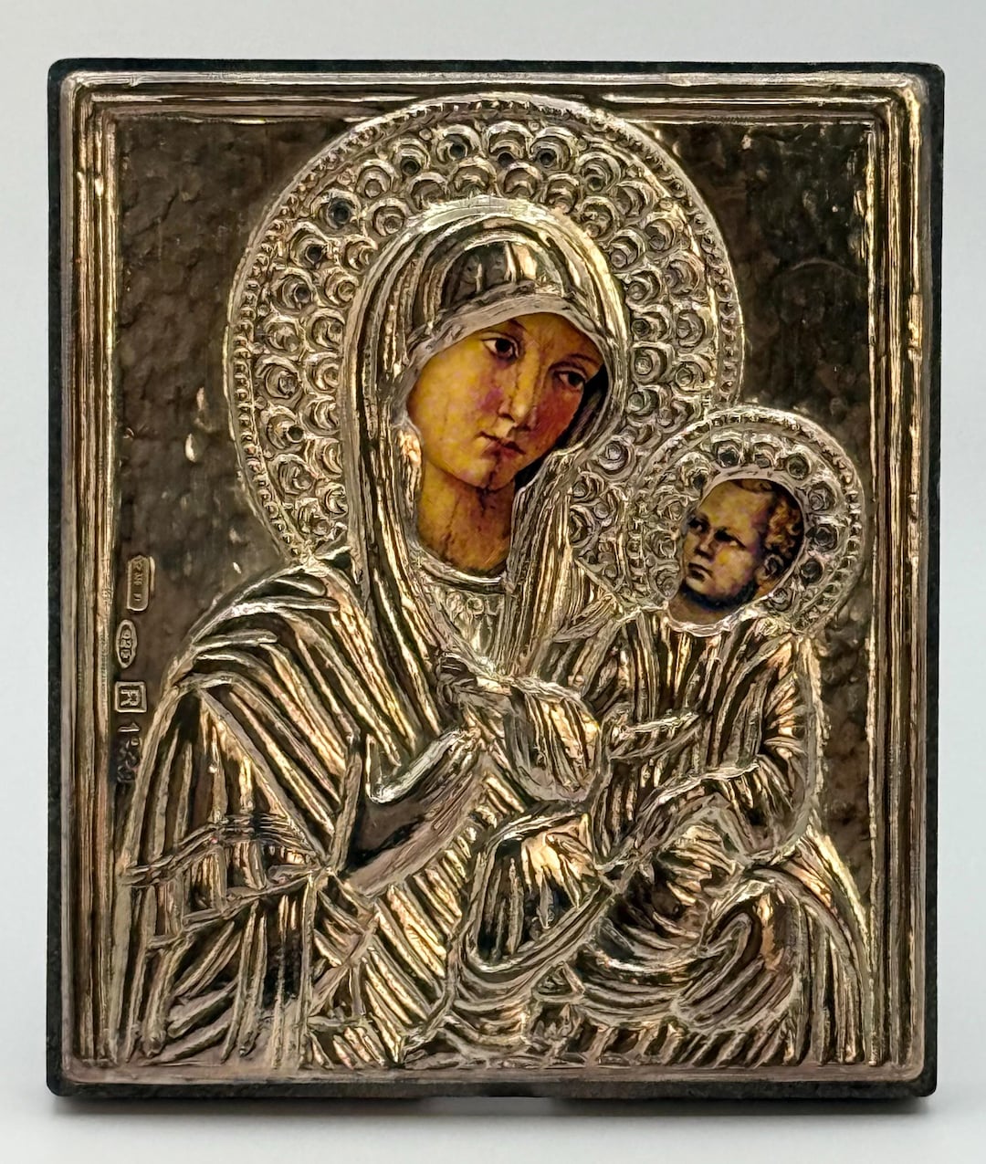 Byzantine Madonna and Child Icon | Sterling Silver Plated Virgin Mary ...
