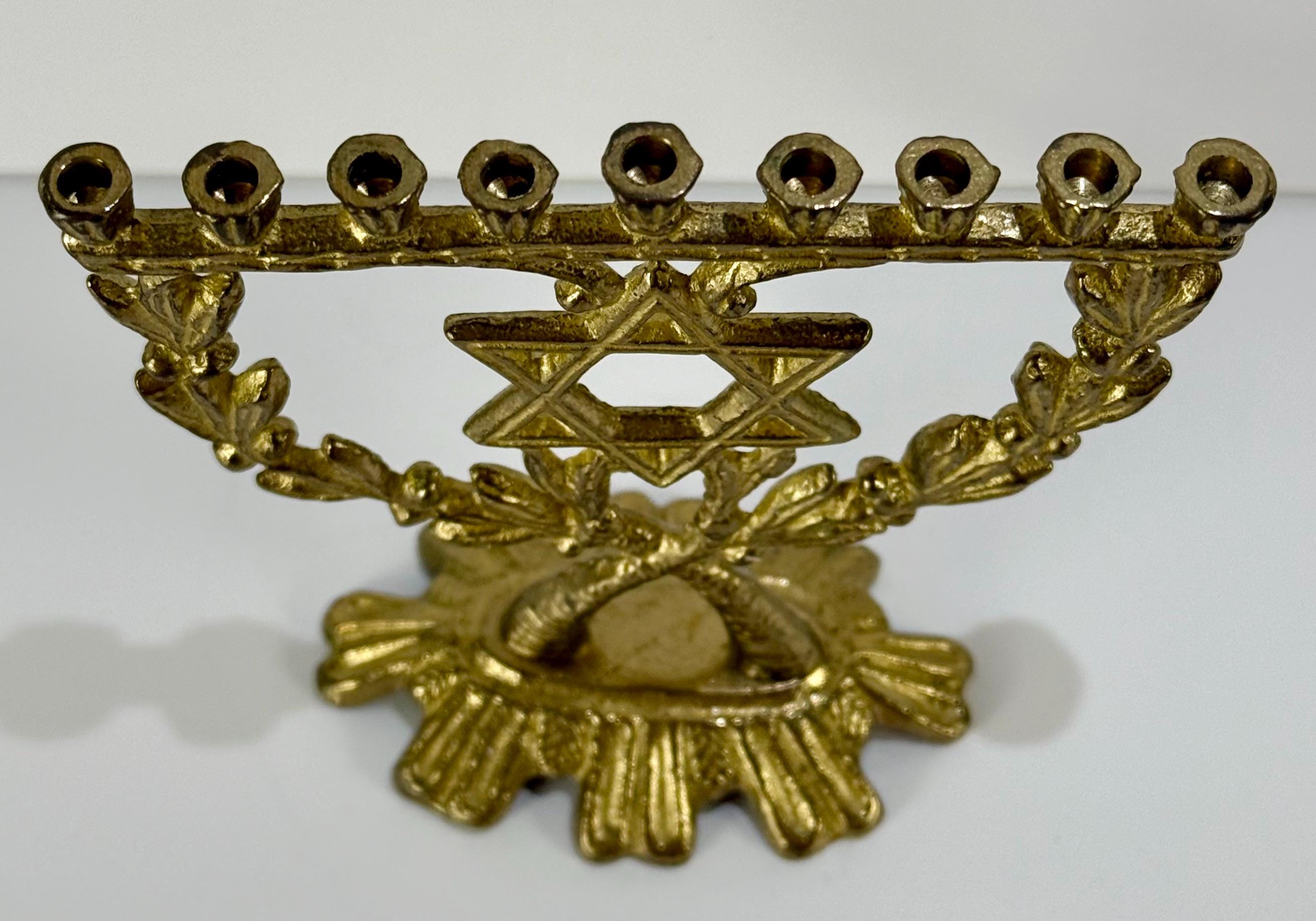 Vintage 1970 Wainberg Menorah Brass Nine Arm Candle Holder  Vintage Wainberg 1970s Solid Brass 9 arm Menorah main image 1