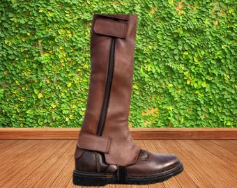 Funda de cuero para botas de Boba Fett: armadura de pie mandaloriana para Halloween y fiestas de disfraces.