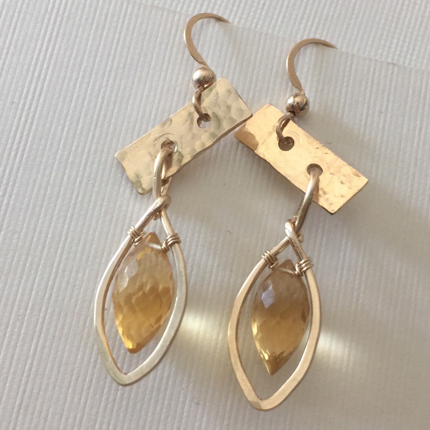 Asymmetrical Hammered Gold-filled Earrings With Dewdrop Shaped - Etsy ...