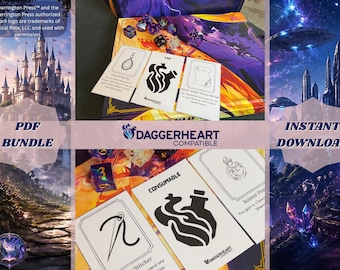 Cartas de objetos y consumibles compatibles con Daggerheart, ayuda para el director de juego (paquete en PDF)