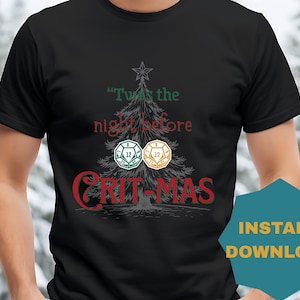 Black, Daggerheart, Christmas png image, Critmas, 300dpi png file,  Daggerheart Critmas, Gamer Merchandise, Gamer gift, ugly Christmas