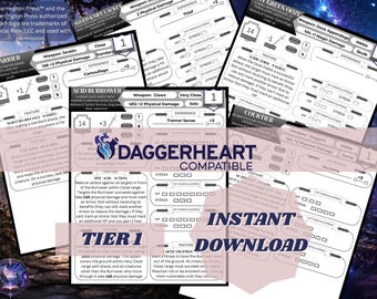 Daggerheart Compatible, Complete Tier 1 Adversary Stat Blocks, Enemy Tracker (PDF Bundle)