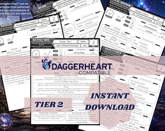 Daggerheart Compatible, Complete Tier 2 Adversary Stat Blocks, Enemy Tracker (PDF Bundle)