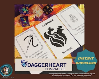Daggerheart Compatible Consumable Item Cards, Printable Loot (PDF Download)