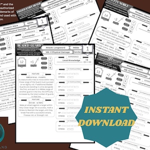 Daggerheart, Tier 1 NPC Style Adversaries, GM Designed Adversary Cards, PDF Download Compatible with the Daggerheart Gaming System