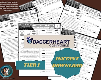 Daggerheart Compatible, Complete Tier 1 Adversary Stat Blocks, Enemy Tracker (PDF Bundle)