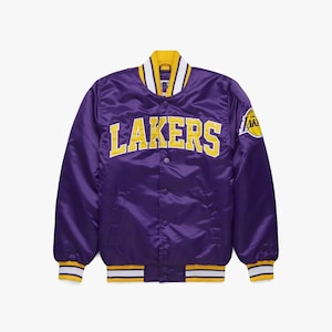 Los Angeles Lakers Classic Satin Varsity Jacket – NBA Bomber for Die-Hard Fans