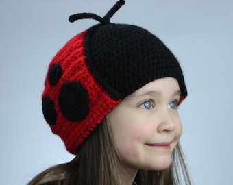 Ladybug Hat - Crochet Pattern (Earflap Style) - Permission to sell finished items