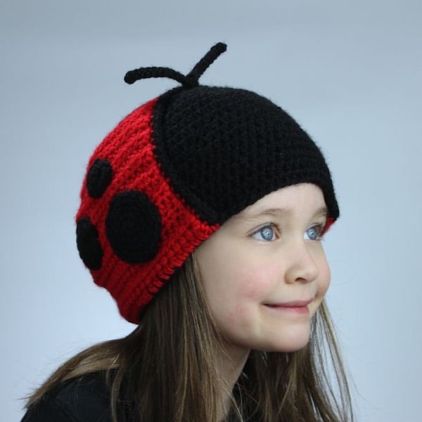 Chapeau de coccinelle - Crochet Pattern (Earflap Style) - Permission de vendre des articles finis