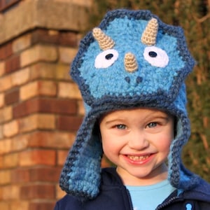 Featured in Inc Magazine Triceratops Hat - Crochet Pattern (Bomber Style) - Permission to sell finished items