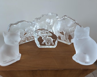 Vintage Nybro & Mats Jonasson Engraved Crystal and Glass Sculpture Collection