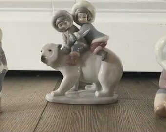 3 x Lladro Eskimo Vintage Porcelain Figurines
