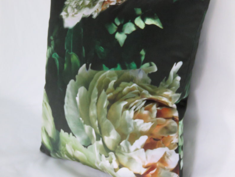 White and Blush Pink Roses Pillow Cover on Black Suede Velour Etsy
