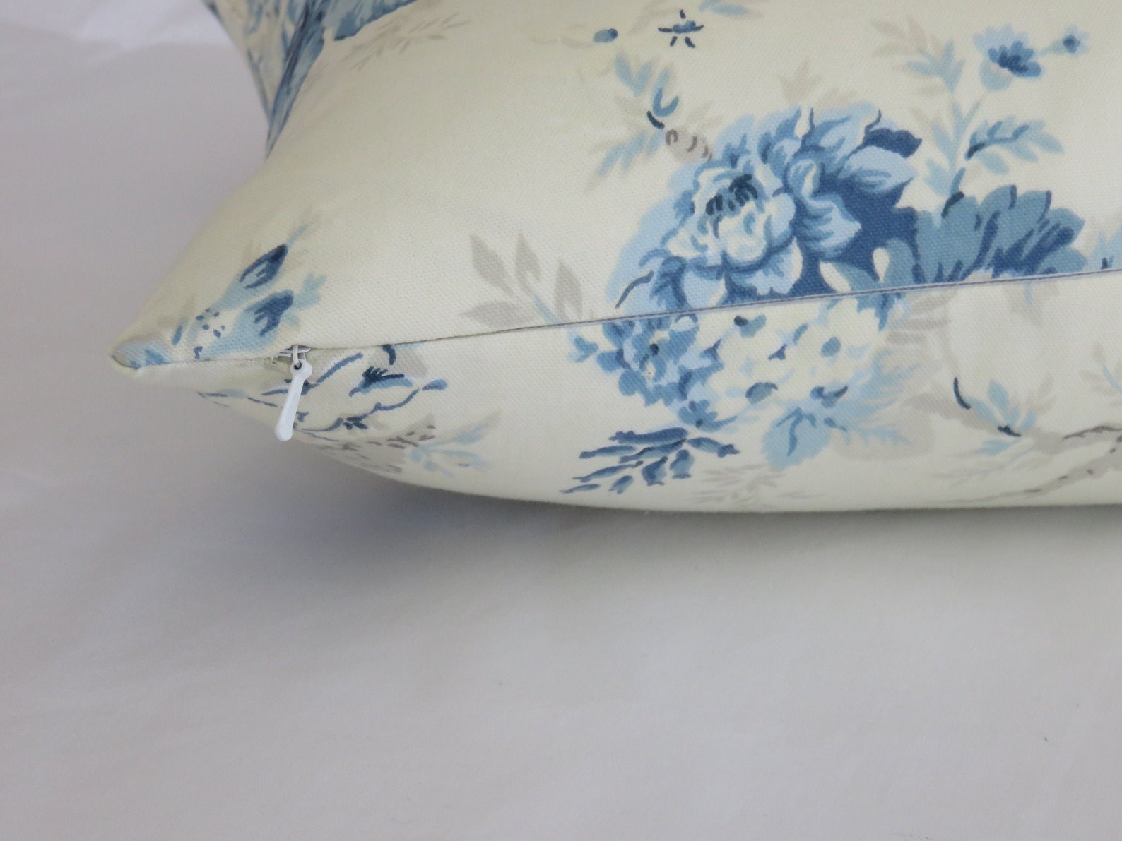 Waverly Blue Rose Pillow Cover 17 Square Cotton Etsy