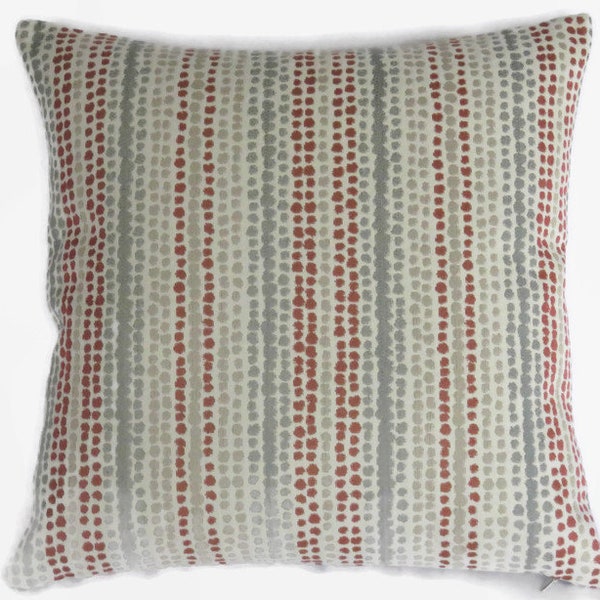 Grey and Coral Dots Pillow Cover,  17" Square Upholstery, Mod Contemporary in Terracotta Peach, Gray, Beige, and Tan