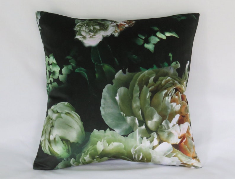 White and Blush Pink Roses Pillow Cover on Black Suede Velour Etsy