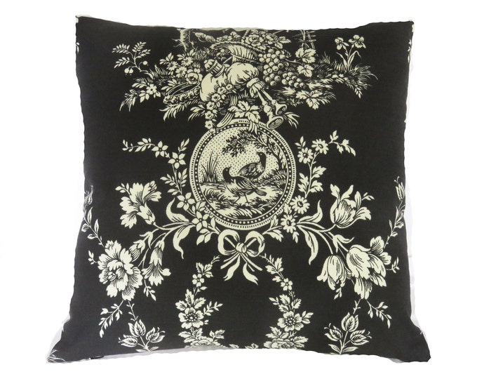 Black Toile Pillow Cover Waverly Country House Noir 17 Etsy